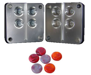 Injection molded beads with swirl pattern