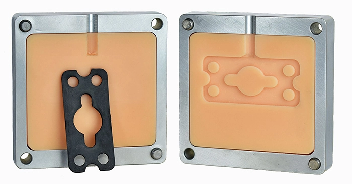 3D printed gasket mold in aluminum master mold frame.